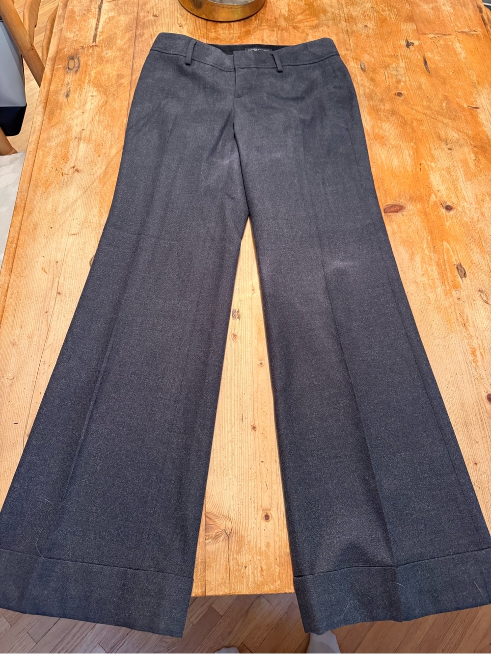 Banana Republic Wide-Leg Wool Dress Pants in Dark Gray